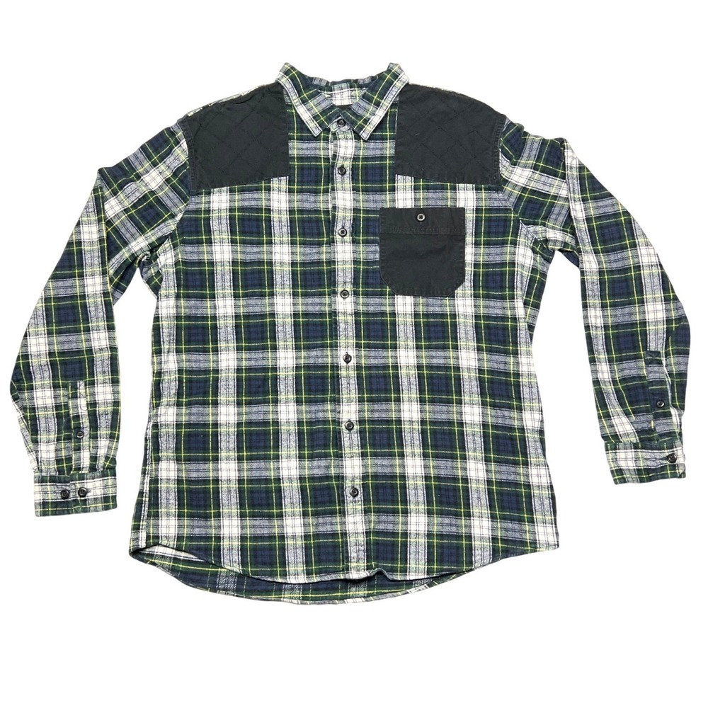 L.L.Bean Heritage Scotch Plaid Flannel Shirt Mens Large Untucked Fit EUC‎